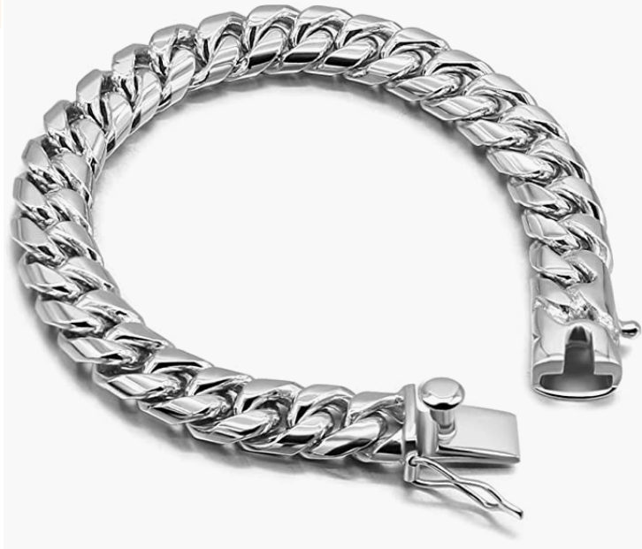 Men's 925 Sterling Silver Bracelet Classic 10MM Cuban Chain