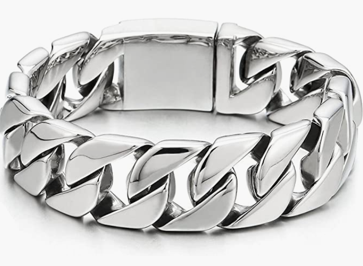 Men's Stainless Steel Black Large Curb Chain Bracelet