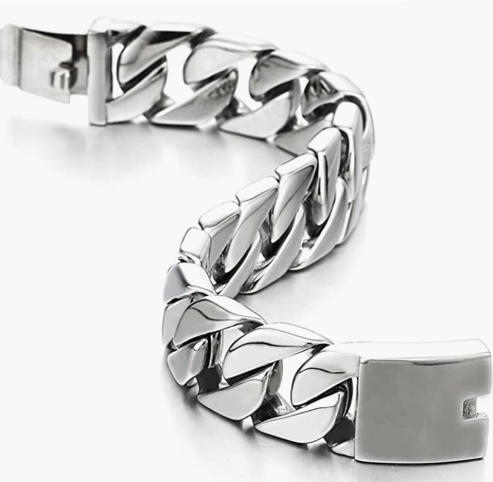 Men's Stainless Steel Black Large Curb Chain Bracelet