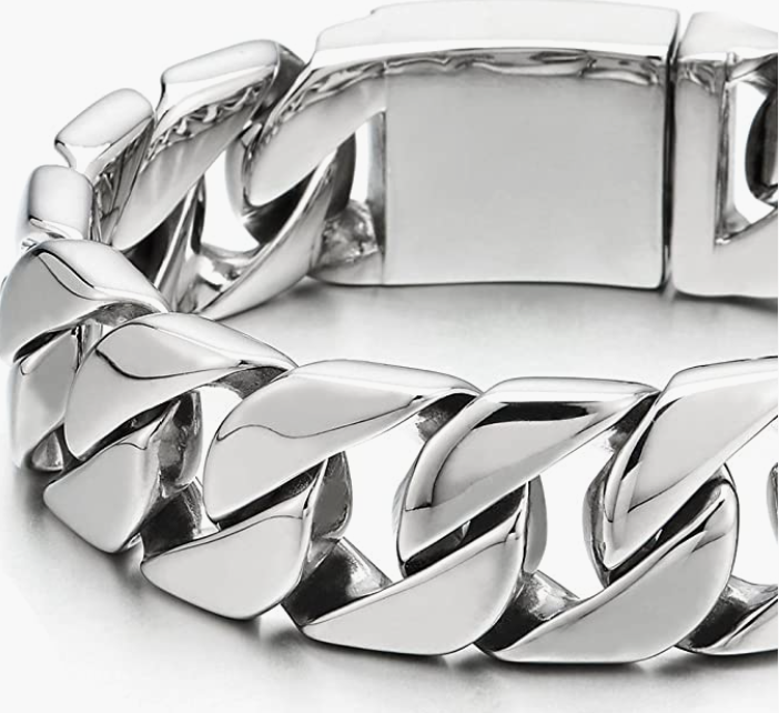 Men's Stainless Steel Black Large Curb Chain Bracelet