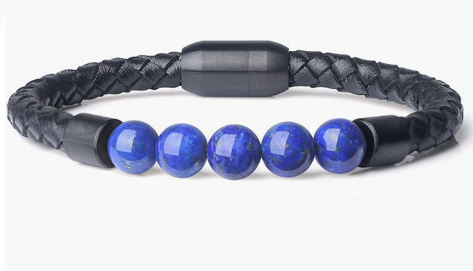 REAL Leather Stone Beaded Bracelet For Men