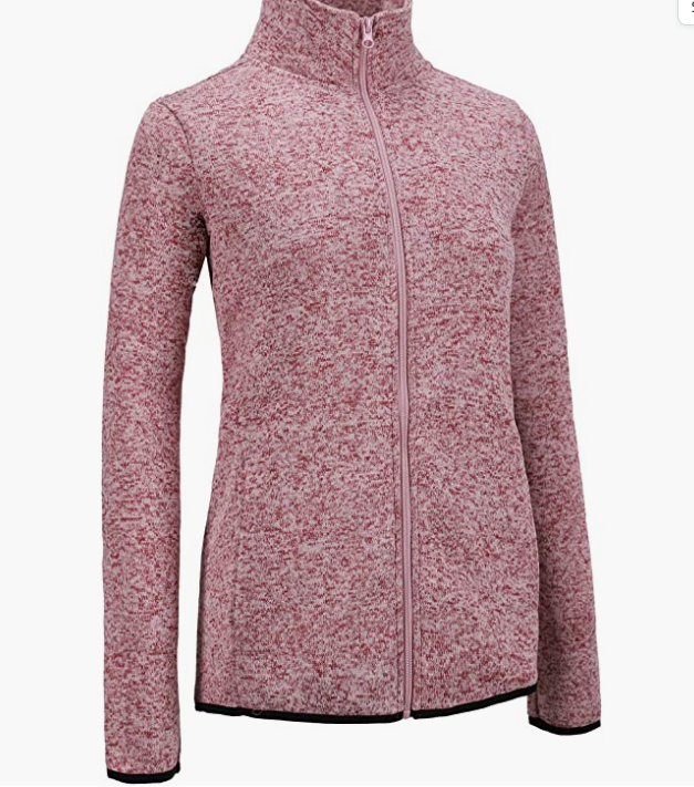 Sweater Zip Up Speckled Jacket with Pockets