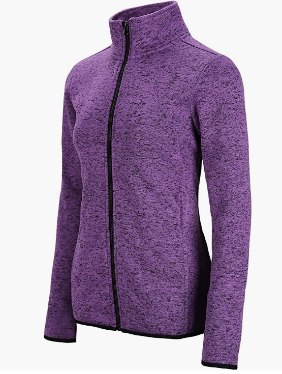 Sweater Zip Up Speckled Jacket with Pockets