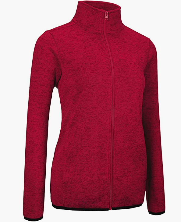 Sweater Zip Up Speckled Jacket with Pockets