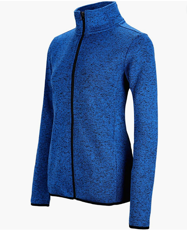 Sweater Zip Up Speckled Jacket with Pockets