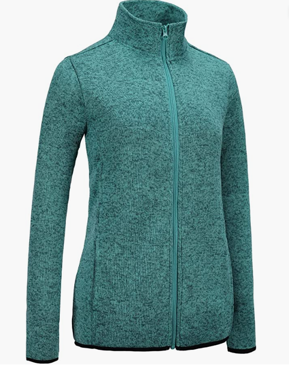 Sweater Zip Up Speckled Jacket with Pockets