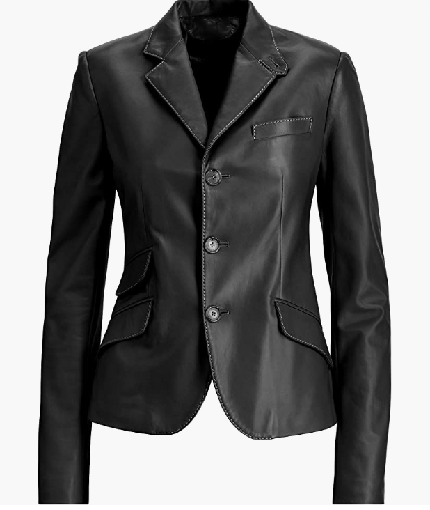 REAL Leather Women's  Jacket Slim Short Black
