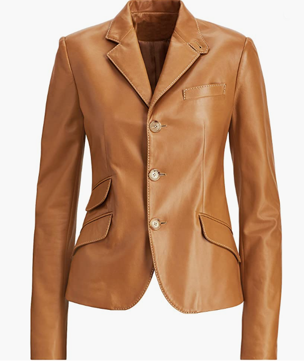 REAL Leather Women's  Jacket Slim Short BROWN