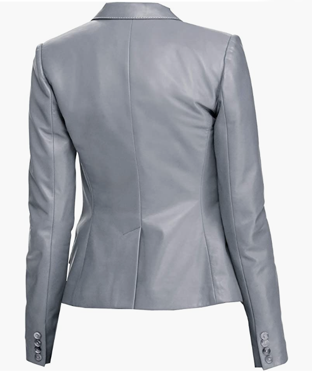 REAL Leather Women's  Jacket Slim Short GREY