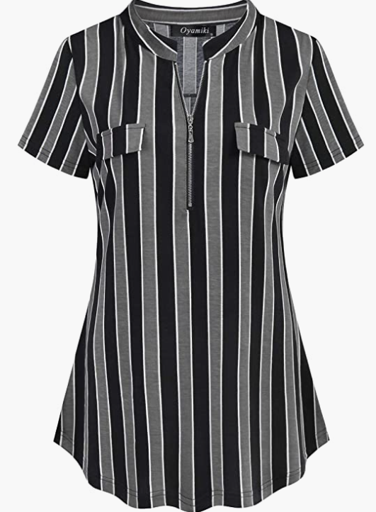 V Neck Short Sleeve Top Tunic Casua