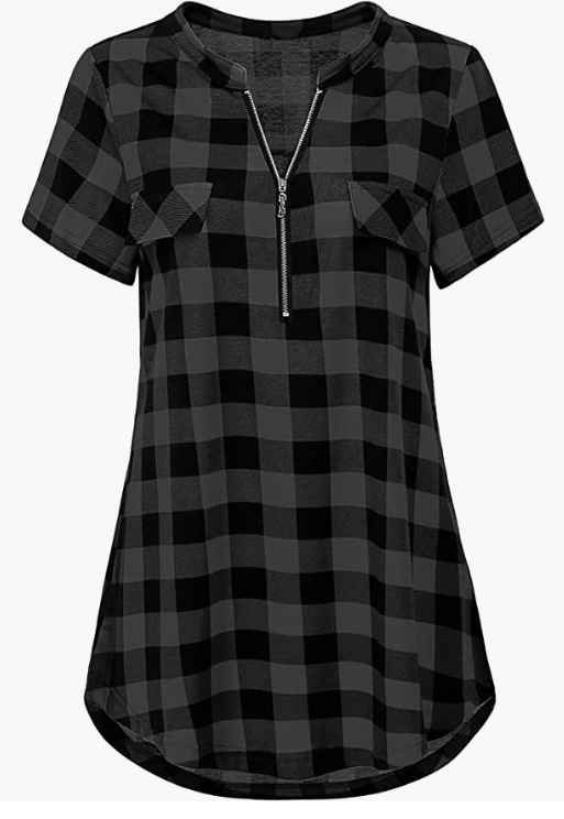 V Neck Short Sleeve Top Tunic Casua