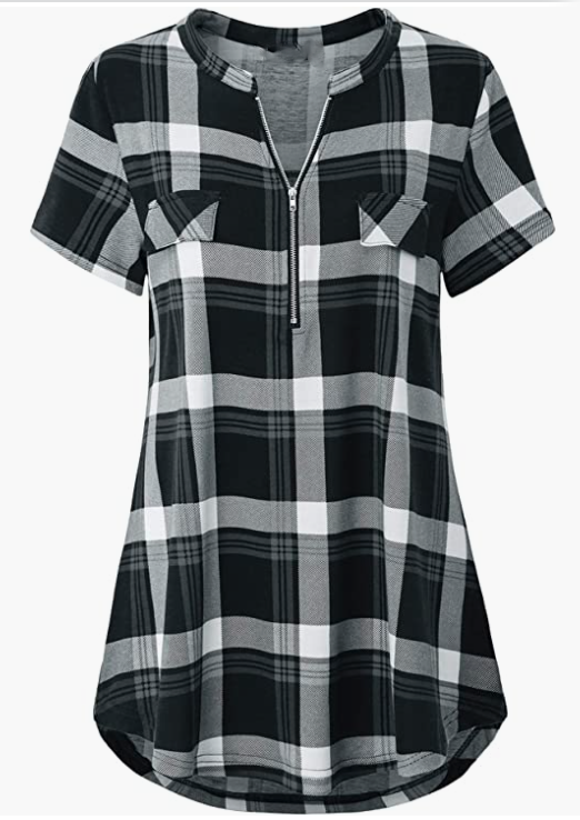 V Neck Short Sleeve Top Tunic Casua