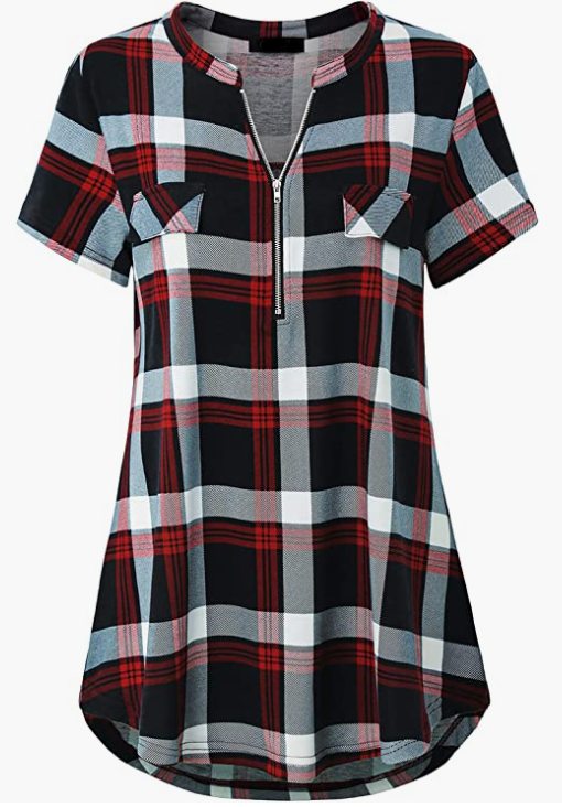 V Neck Short Sleeve Top Tunic Casua