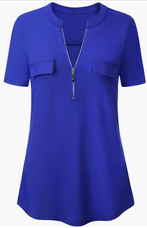 V Neck Short Sleeve Tops Tunic CasuaL