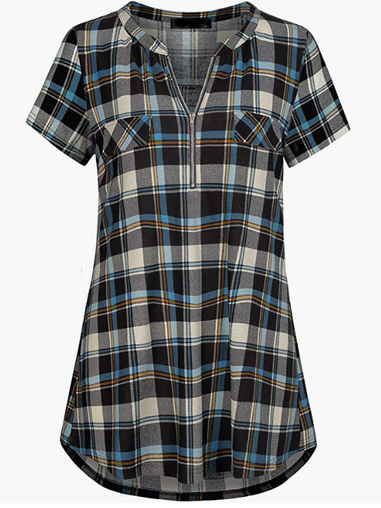 V Neck Short Sleeve Tops Tunic CasuaL