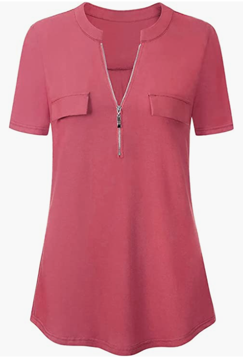 V Neck Short Sleeve Tops Tunic CasuaL