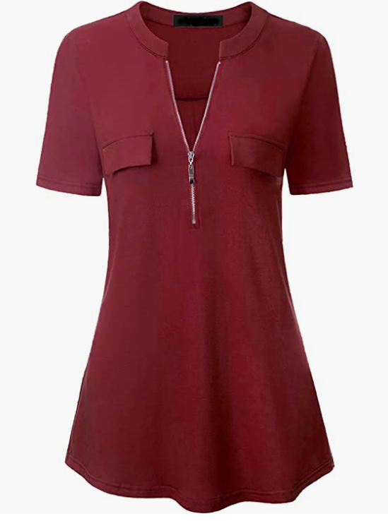 V Neck Short Sleeve Tops Tunic CasuaL