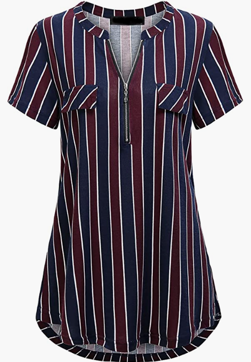 V Neck Short Sleeve Tops Tunic CasuaL