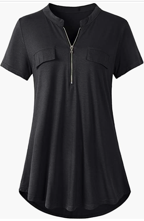 V Neck Short Sleeve Tops Tunic CasuaL