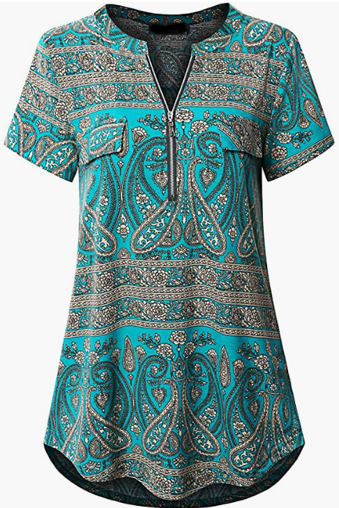 V Neck Short Sleeve Tops Tunic CasuaL