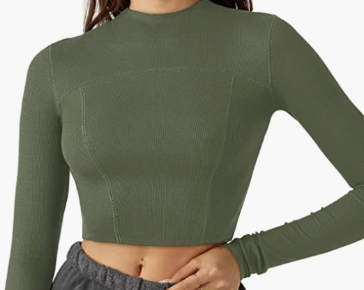 Long Sleeve Shirts Slim Fit Crop Top