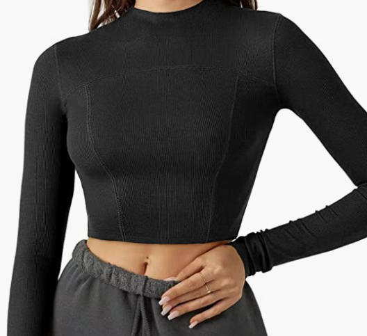 Long Sleeve Shirts Slim Fit Crop Top