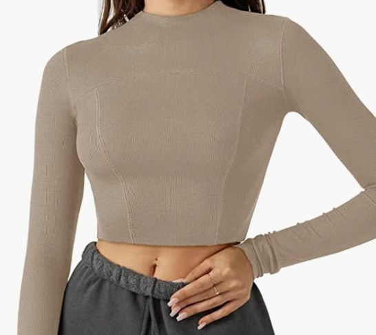 Long Sleeve Shirts Slim Fit Crop Top