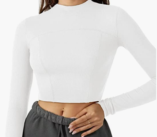 Long Sleeve Shirts Slim Fit Crop Top