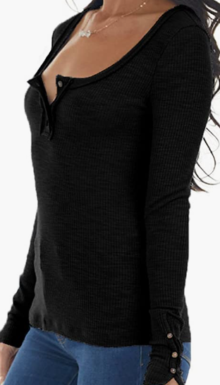 Blouse Slim Ribbed Stretchy T-Shirt