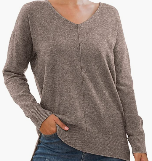 Women's Casual Lightweight V Neck Batwing Sleeve Knit Top