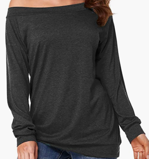 Casual Long Sleeve Boat Neck Blouse Top