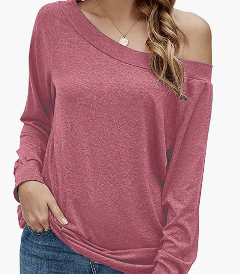 Casual Long Sleeve Boat Neck Blouse Top