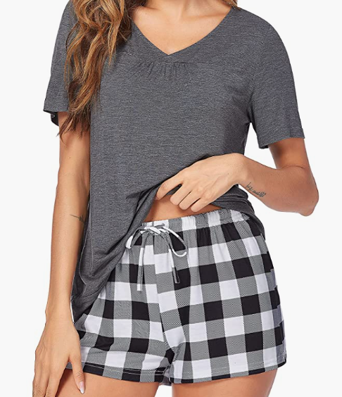 Womens Pjs Set Short Sleeve Pajama Set for Women