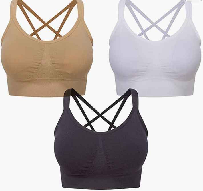3-Pack Seamless Sports Bra Wirefree Yoga Bra with Removable Pads for Women