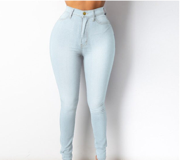 Jean for Women Fashion Push Up High Waist Slim Fit Jeans Jeggings Woman Vintage light Blue Denim