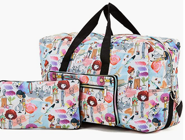 Women Carry On Travel Bag Over Luggage With Shoulder Strap