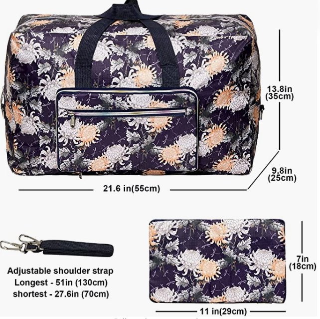 Women Carry on Travel Bag Over Luggage with Shoulder Strap