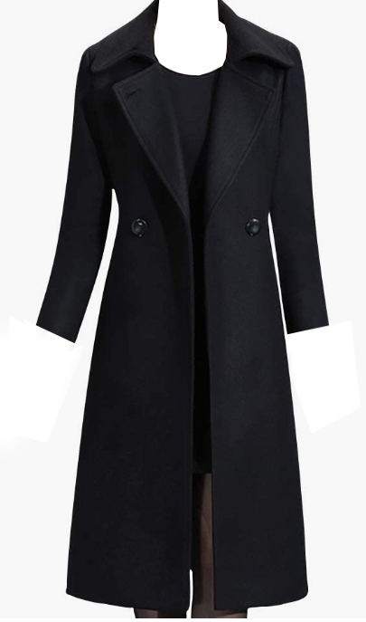 WARM Thicken Warm Wool Blend Coat BLACK