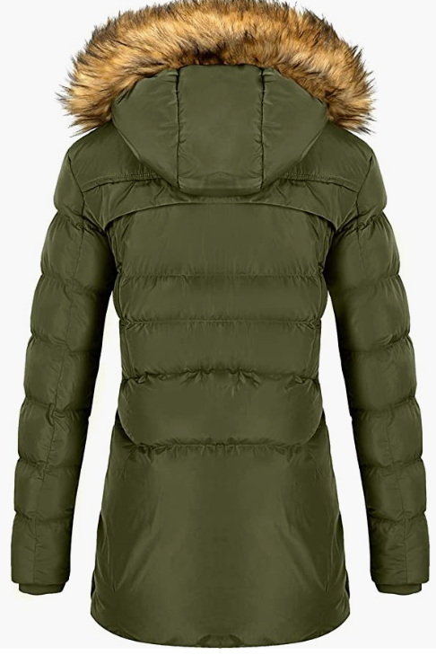 Women's Cotton Winter Coat Thicken Warm Long with Fur Trimmed Hood