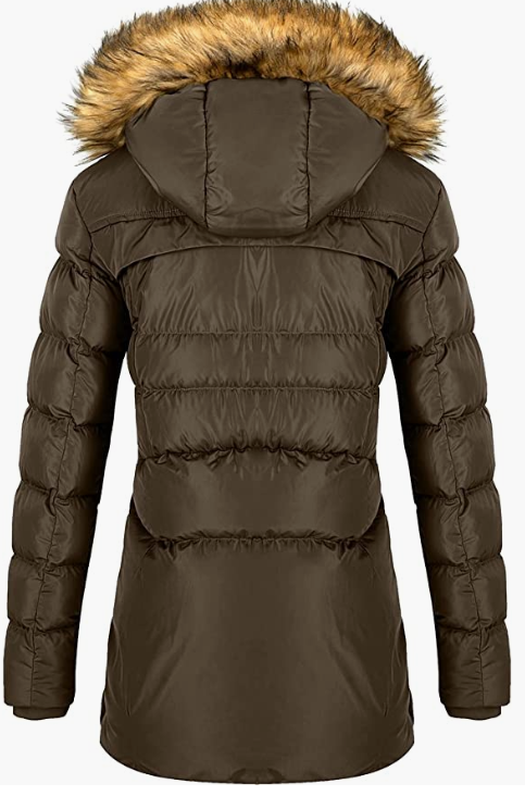Women's Cotton Winter Coat Thicken Warm Long with Fur Trimmed Hood