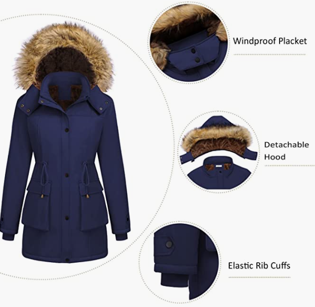 Womens Hooded Warm Winter Coats with Fur