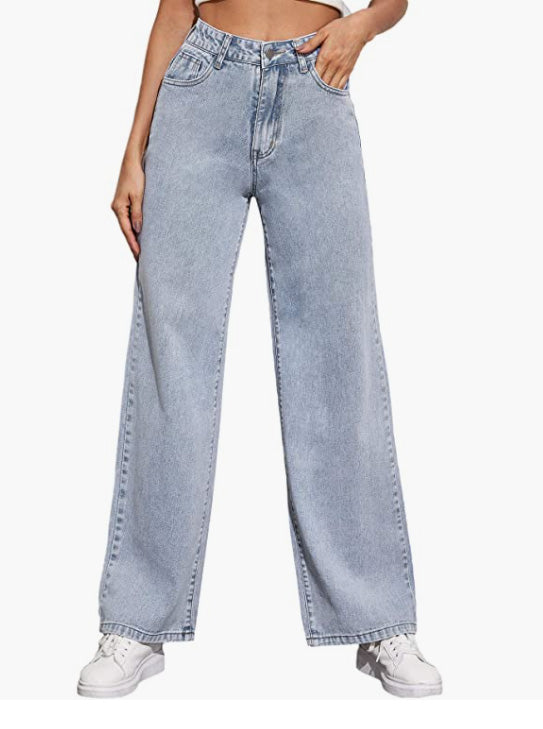 Jeans Wide Leg Denim Long Pants with Pockets