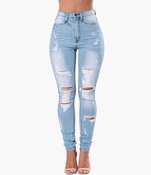 Waisted Jeans for Women Distressed Ripped Jeans
