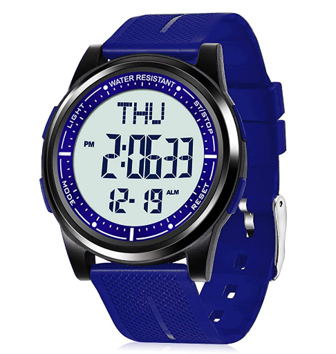 Watch Waterproof with Stopwatch Alarm Countdown Dual Time, Ultra-Thin Super Wide-Angle Display Digital Wrist Watches for Men Women