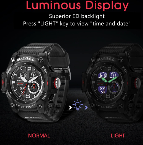 Sport Watches for Men Outdoor Military Digital Analog Stopwatch Waterproof Multifunctional Wrist Watch