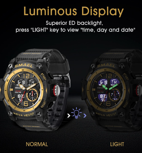 Sport Watches for Men Outdoor Military Digital Analog Stopwatch Waterproof Multifunctional Wrist Watch