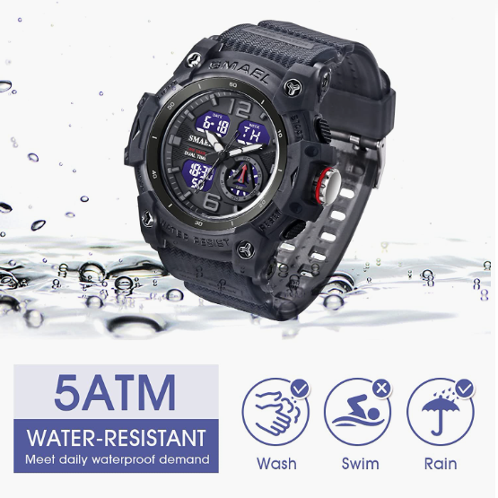 Sport Watches for Men Outdoor Military Digital Analog Stopwatch Waterproof Multifunctional Wrist Watch