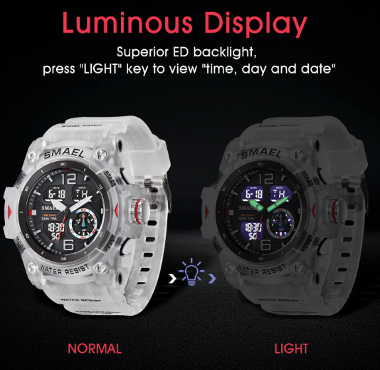 Sport Watches for Men Outdoor Military Digital Analog Stopwatch Waterproof Multifunctional Wrist Watch