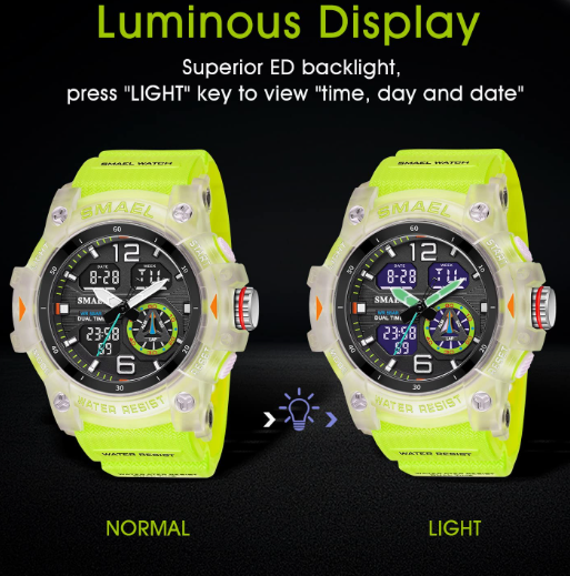 Sport Watches for Men Outdoor Military Digital Analog Stopwatch Waterproof Multifunctional Wrist Watch