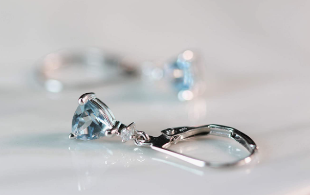 14K White Gold Genuine Aquamarine Diamond (I1,I2)